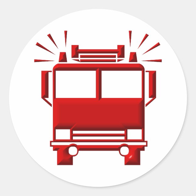 Rotfeuerwagen Runder Aufkleber (Vorderseite)