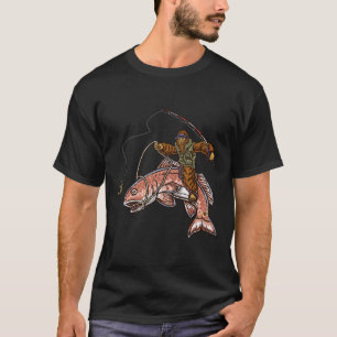 Rotfisch Angeln Jagd Bigfoot Fischer T-Shirt