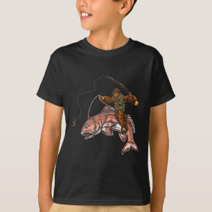 Rotfisch-Angeln Jagd Bigfoot Fischer T-Shirt