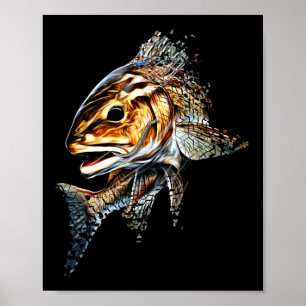 Rotfisch-Fishing-Shirt und Zubehör für Männer Poster