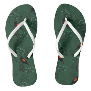 Rotflügel-Schwarzvogelmuster Flip Flops