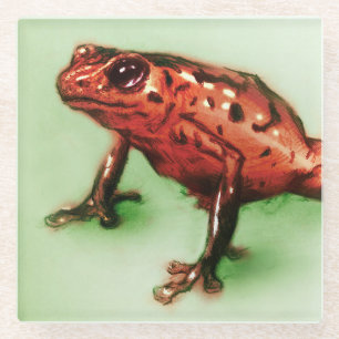 Rotfrosch-Untersetzer, Wildtierskizze Glasuntersetzer