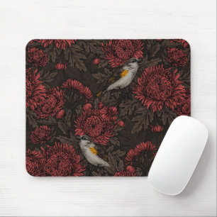 Rotfrüchte in den Chrysanthemen in braun und rot Mousepad