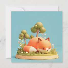 Rotfuchs 3D Ton Stil Wald Wiese Postkarte