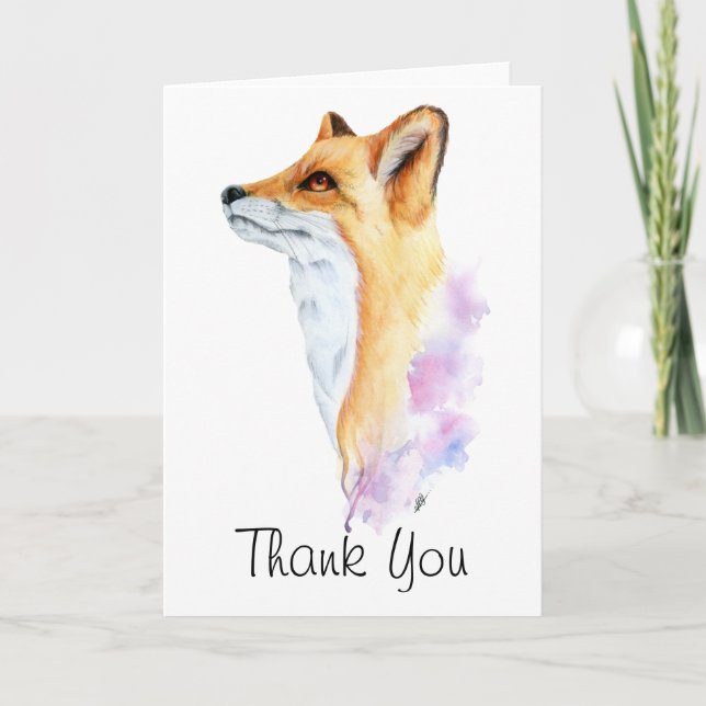 Rotfuchs-Aquarell-Gemälde Danke (Vorderseite)