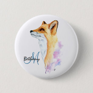 Rotfuchs-Aquarell personalisiert  Button
