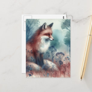 Rotfuchs-Aquarell Postkarte