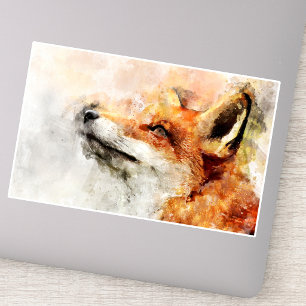 Rotfuchs-Aquarellporträt 01 Aufkleber