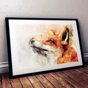 Rotfuchs-Aquarellporträt 01 Fotodruck