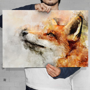 Rotfuchs-Aquarellporträt 01 Poster
