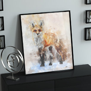 Rotfuchs-Aquarellporträt 02 Fotodruck