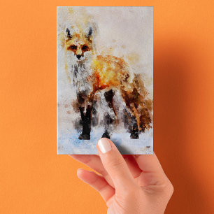 Rotfuchs-Aquarellporträt 02 Postkarte