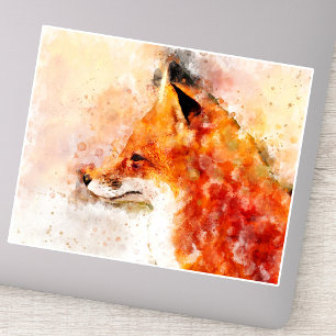 Rotfuchs-Aquarellporträt 03 Aufkleber