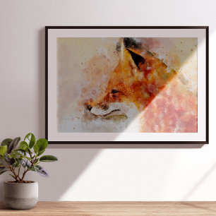 Rotfuchs-Aquarellporträt 03 Fotodruck
