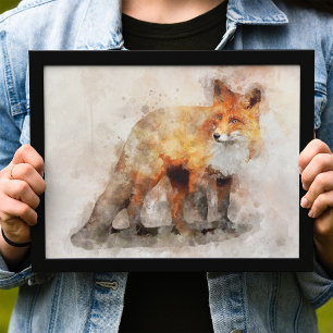 Rotfuchs-Aquarellporträt 04 Fotodruck