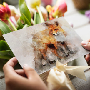 Rotfuchs-Aquarellporträt 04 Postkarte