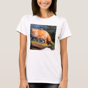 Rotfuchs auf einem Baumstamm T-Shirt