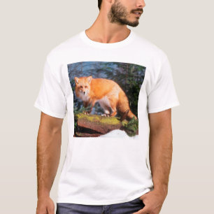 Rotfuchs auf einem Baumstamm T-Shirt
