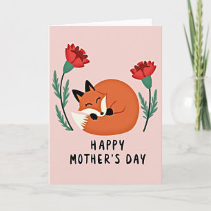 Rotfuchs-Blumen-Muttertagskarte Karte