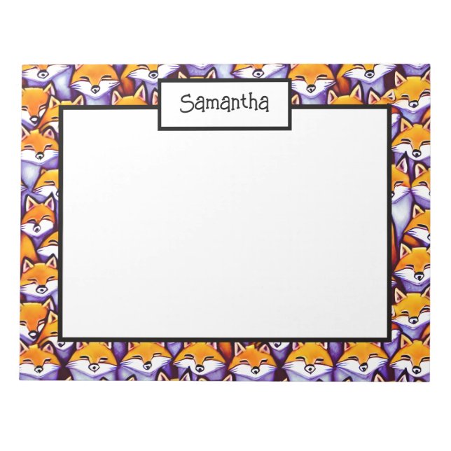 Rotfuchs Cartoon DIY name Doodle Collage Office Notizblock (Vorderseite)