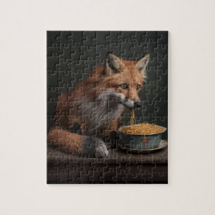 Rotfuchs essen eine Schüssel Spaghetti 8X10