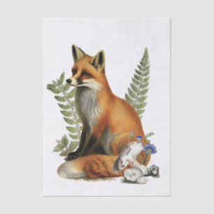 Rotfuchs-Farn-Pilz-Wald-Forst-Decoupage Seidenpapier