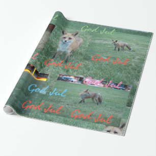 Rotfuchs Gott Jul Weihnachten Schwedisches Mischmu Geschenkpapier