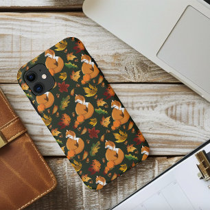 Rotfuchs Herbstlaub Eicheln Grüner Muster Case-Mate iPhone Hülle
