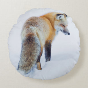 Rotfuchs im Winter Rundes Kissen