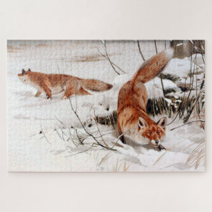 Rotfuchs im Winterschnee (von Wilhelm Kuhnert)