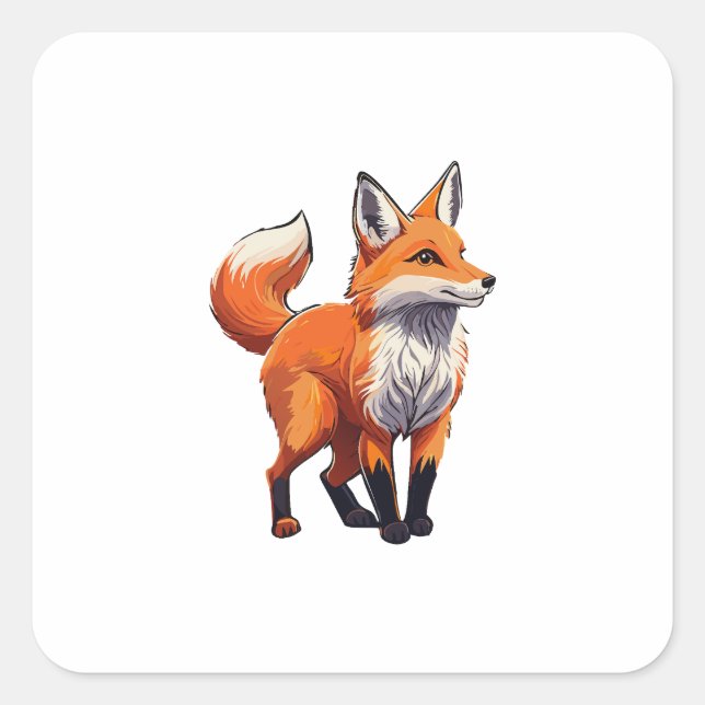 Rotfuchs Quadratischer Aufkleber (Vorderseite)