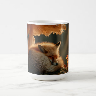 Rotfuchs schlafen unter dem riesigen Pilz Kaffeetasse