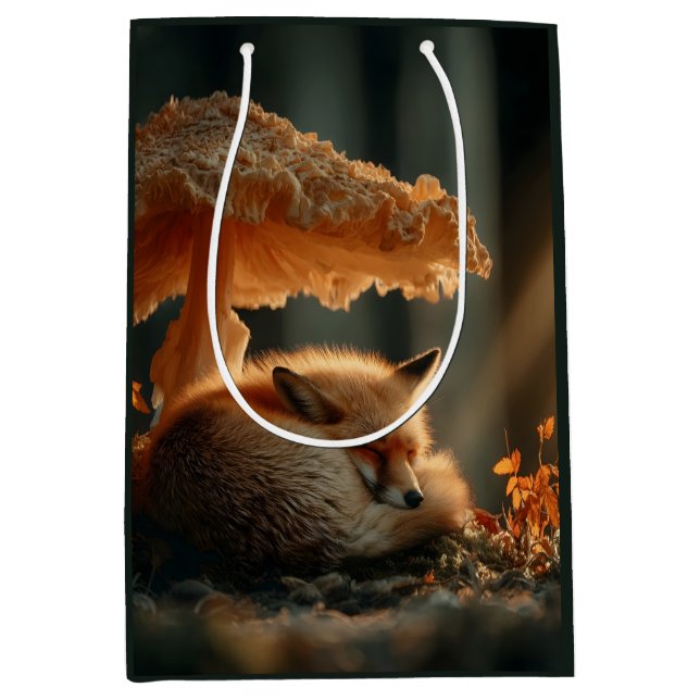 Rotfuchs schlafen unter dem riesigen Pilz Mittlere Geschenktüte (Vorderseite)