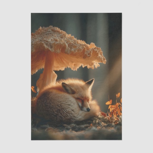 Rotfuchs schlafen unter dem riesigen Pilz Seidenpapier (Vorderseite)