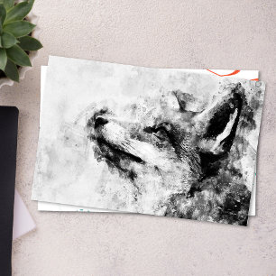 Rotfuchs Schwarz und Weiß Aquarell 01 Postkarte