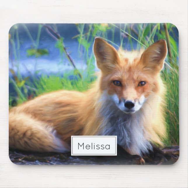 Rotfuchs Verlegen im Gras Landschaftlich Personali Mousepad (Vorne)