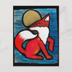 Rotfuchs Vollmond Treue Füchse Mondkind            Postkarte