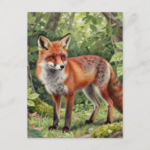Rotfuchs-Wald-Wildnisporträt Postkarte