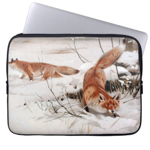 Rotfüchse im Winterschnee (von Wilhelm Kuhnert) Laptopschutzhülle