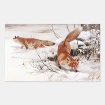 Rotfüchse im Winterschnee (von Wilhelm Kuhnert)