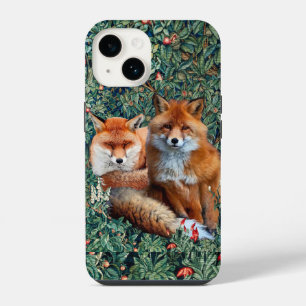 ROTFÜCHSE UNTER GRÜN, LAUB UND BLUMEN iPhone 14 HÜLLE