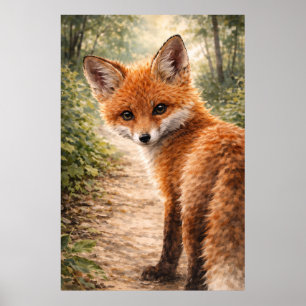 Rotfuchsjunges Waldtier Poster