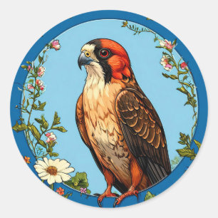 Rotfußfalke 🦅 Lebendiger Vogel 🌿 Natur Wildtiere Runder Aufkleber