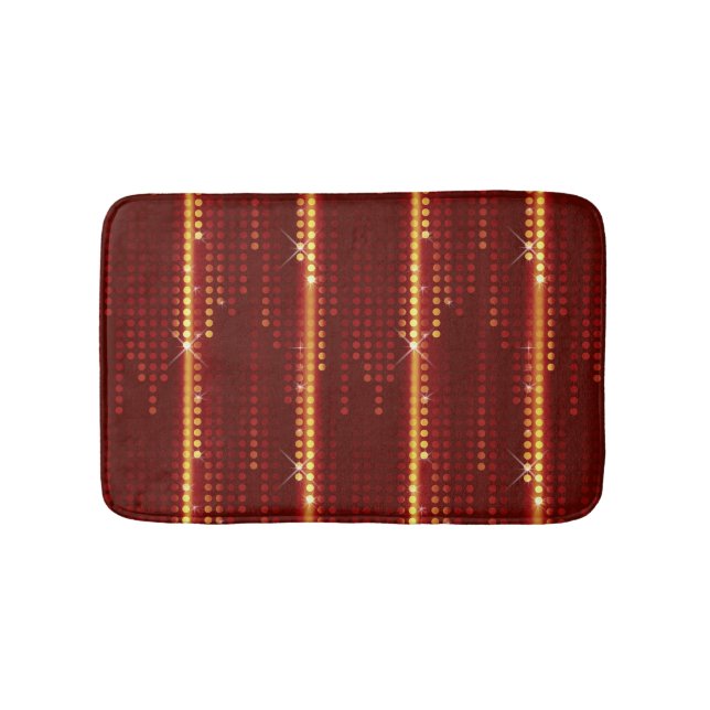 Rotgelbe Polka-Punktmatrix aus Burgund Badematte (Vorderseite)