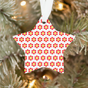 Rotgelbe Punkte florale Acrylschmuck Ornament