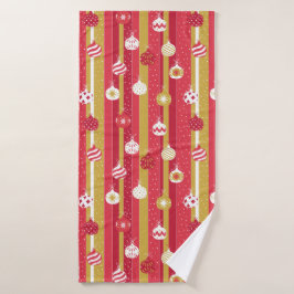 Rotgelbe Weihnachtsbaumschmuck Badehandtuch