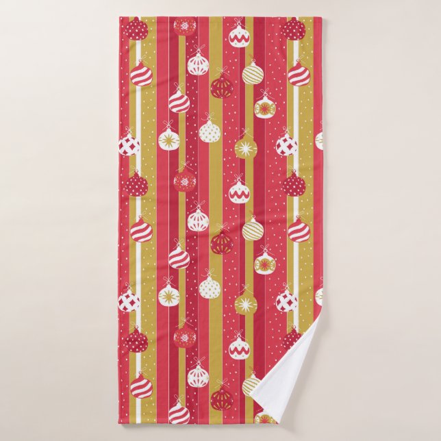 Rotgelbe Weihnachtsbaumschmuck Badehandtuch (Badehandtuch)