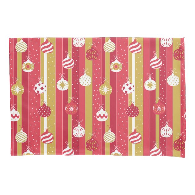 Rotgelbe Weihnachtsbaumschmuck Kissenbezug (Vorderseite)