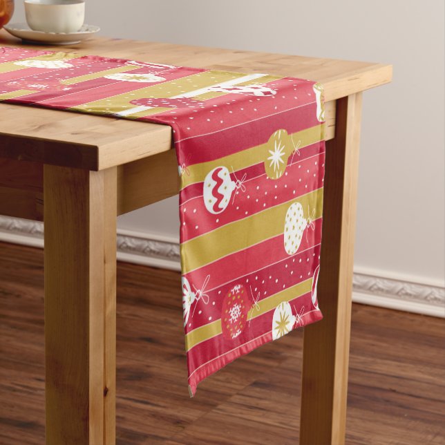Rotgelbe Weihnachtsbaumschmuck Kurzer Tischläufer (Beispiel)