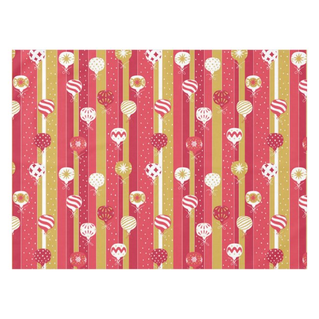 Rotgelbe Weihnachtsbaumschmuck Tischdecke (Vorderseite (Horizontal))